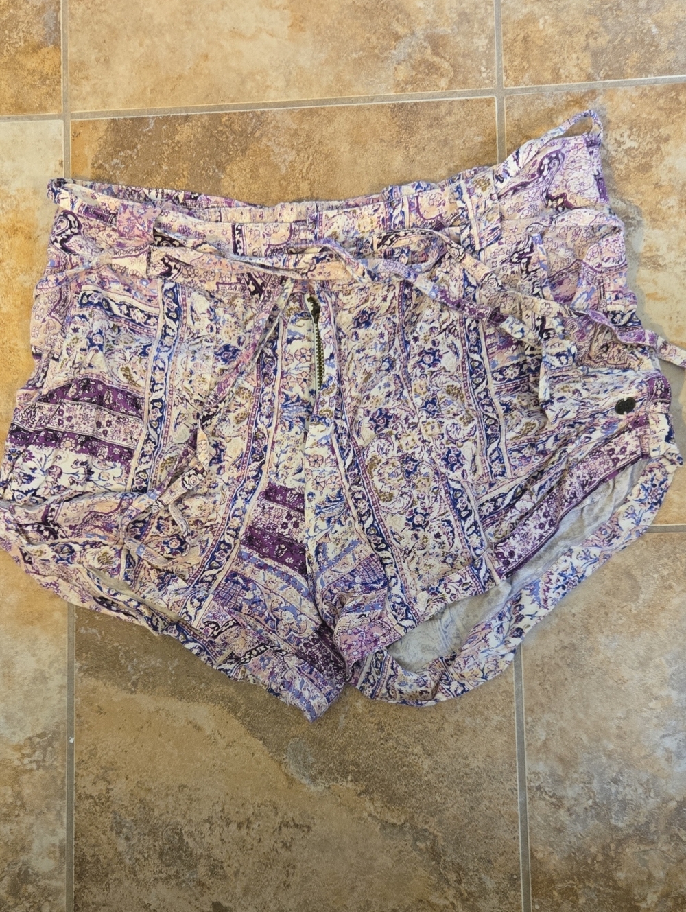Billabong Purple Paisley Print Athletic Shorts